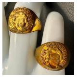 Two Vintage Gold-Tone Orphan Annie Rings