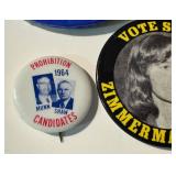 Set of 11 Assorted Vintage Political Pin Backs / Buttons