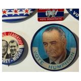 Vintage Johnson-Humphrey Campaign Pin Backs / Buttons including a Vintage Vari Vue Vote Humphrey Pin Back (Vintage 1960s)