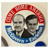 McGovern Eagleton Campaign Pins - Vintage 1972 Buttons / Pin Backs