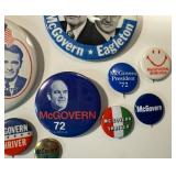 McGovern Eagleton Campaign Pins - Vintage 1972 Buttons / Pin Backs