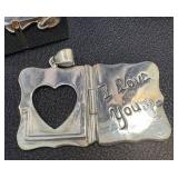 Miniature Clock - Floral Brooch - Sterling Silver Photo Album Pendant