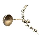 Vintage Sterling Silver Charm Bracelet - Bell, Ladle, Sack Charms - 7 in