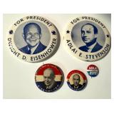 Dwight D. Eisenhower & Adlai Stevenson Presidential Campaign Pins