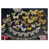 Butterfly-Themed Fashion Jewelry Collection - Vintage Assorted Brooches, Necklaces & Bracelets