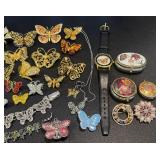 Butterfly-Themed Fashion Jewelry Collection - Vintage Assorted Brooches, Necklaces & Bracelets
