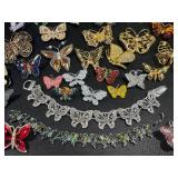 Butterfly-Themed Fashion Jewelry Collection - Vintage Assorted Brooches, Necklaces & Bracelets