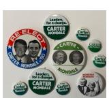 Vintage Campaign Pins - Assorted Circular Button-Back Badges, 1980s Era