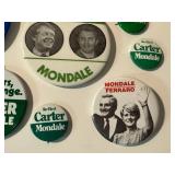 Vintage Campaign Pins - Assorted Circular Button-Back Badges, 1980s Era
