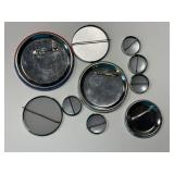 Vintage Campaign Pins - Assorted Circular Button-Back Badges, 1980s Era