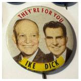 IKE Vintage Political Pin Backs - Assorted (Lot of 9) including Vintage Ike in 56 Political Pin Back / Button