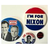 Nixon/Agnew Campaign Pins Lot - Vintage 1960s Buttons