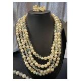 Vintage Costume Jewelry Assortment - Pearl Necklaces, Crystal Beads & Rhinestone Bracelets