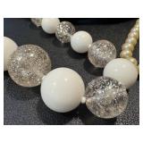 Vintage Costume Jewelry Assortment - Pearl Necklaces, Crystal Beads & Rhinestone Bracelets