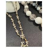 Vintage Costume Jewelry Assortment - Pearl Necklaces, Crystal Beads & Rhinestone Bracelets