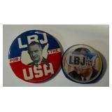 Vintage Lyndon B Johnson Political Campaign Pink Backs including a LBJ Vari-Vue Campaign Pin