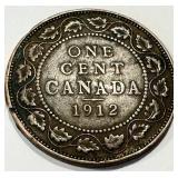 Antique 1912 and 1917 George V Canada One Cent Coins