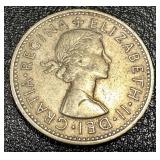 1955 Elizabeth II One Shilling UK Coin