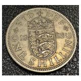 1955 Elizabeth II One Shilling UK Coin