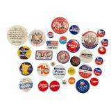 Campaign Pin Backs - Assorted Political Buttons, Mixed Sizes & Campaigns