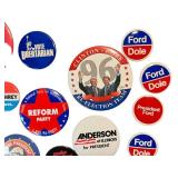 Campaign Pin Backs - Assorted Political Buttons, Mixed Sizes & Campaigns