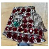 Vintage Shriner Rhinestone Clip Earrings - Red Stones