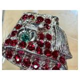 Vintage Shriner Rhinestone Clip Earrings - Red Stones