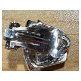 Vintage Shriner Rhinestone Clip Earrings - Red Stones