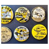Gustavus Adolphus Homecoming Pins - Vintage 1952-1964, 3 to 3.5 in. (Lot of 8)