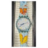 Swatch Butterfly Watch - Light-Blue Strap with Butterfly Motif, Swiss Quartz, 2004