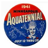 Vintage 1941 Aquatennial Pinback Button - Minneapolis