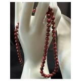 Vintage Beaded Necklaces - 24-Inch Speckled Beads, Pink & White/Gray (2-Piece Lot)