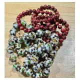 Vintage Beaded Necklaces - 24-Inch Speckled Beads, Pink & White/Gray (2-Piece Lot)