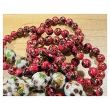 Vintage Beaded Necklaces - 24-Inch Speckled Beads, Pink & White/Gray (2-Piece Lot)