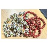 Vintage Beaded Necklaces - 24-Inch Speckled Beads, Pink & White/Gray (2-Piece Lot)
