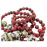 Vintage Beaded Necklaces - 24-Inch Speckled Beads, Pink & White/Gray (2-Piece Lot)