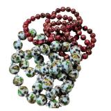 Vintage Beaded Necklaces - 24-Inch Speckled Beads, Pink & White/Gray (2-Piece Lot)