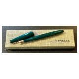 Parker Teal Vintage Fountain Pen - 14K Nib, Original Box