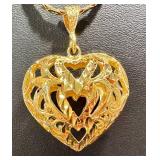 Vintage Gold Tone Fashion Jewelry Items including a Dimitri Vintage Gold-Tone Heart Pendant Necklace