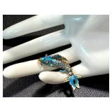 Vintage Fashion Jewelry Finds: Fish Pendant (1.75 in) on 24 in Chain + Turtle Pendant (2.5 in) - Vintage Gold-Tone Jewelry