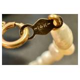 Vintage ORT 14K Pearl Bracelet - 7-inch Gold Disc Clasp with ORT Logo