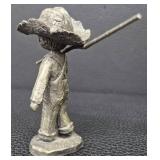 Walli Ortman Pewter Figurine Pair - Vintage Boys with Stick & Stilts