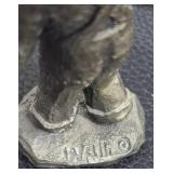 Walli Ortman Pewter Figurine Pair - Vintage Boys with Stick & Stilts