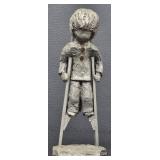 Walli Ortman Pewter Figurine Pair - Vintage Boys with Stick & Stilts