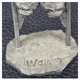 Walli Ortman Pewter Figurine Pair - Vintage Boys with Stick & Stilts