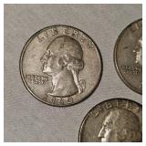 3-Silver Washington Quarters 25c, 90%
