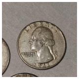 3-Silver Washington Quarters 25c, 90%