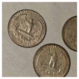 3-Silver Washington Quarters 25c, 90%