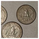 3-Silver Washington Quarters 25c, 90%
