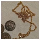 8 Indian Head Pennies, One in Very Nice Gold Necklace